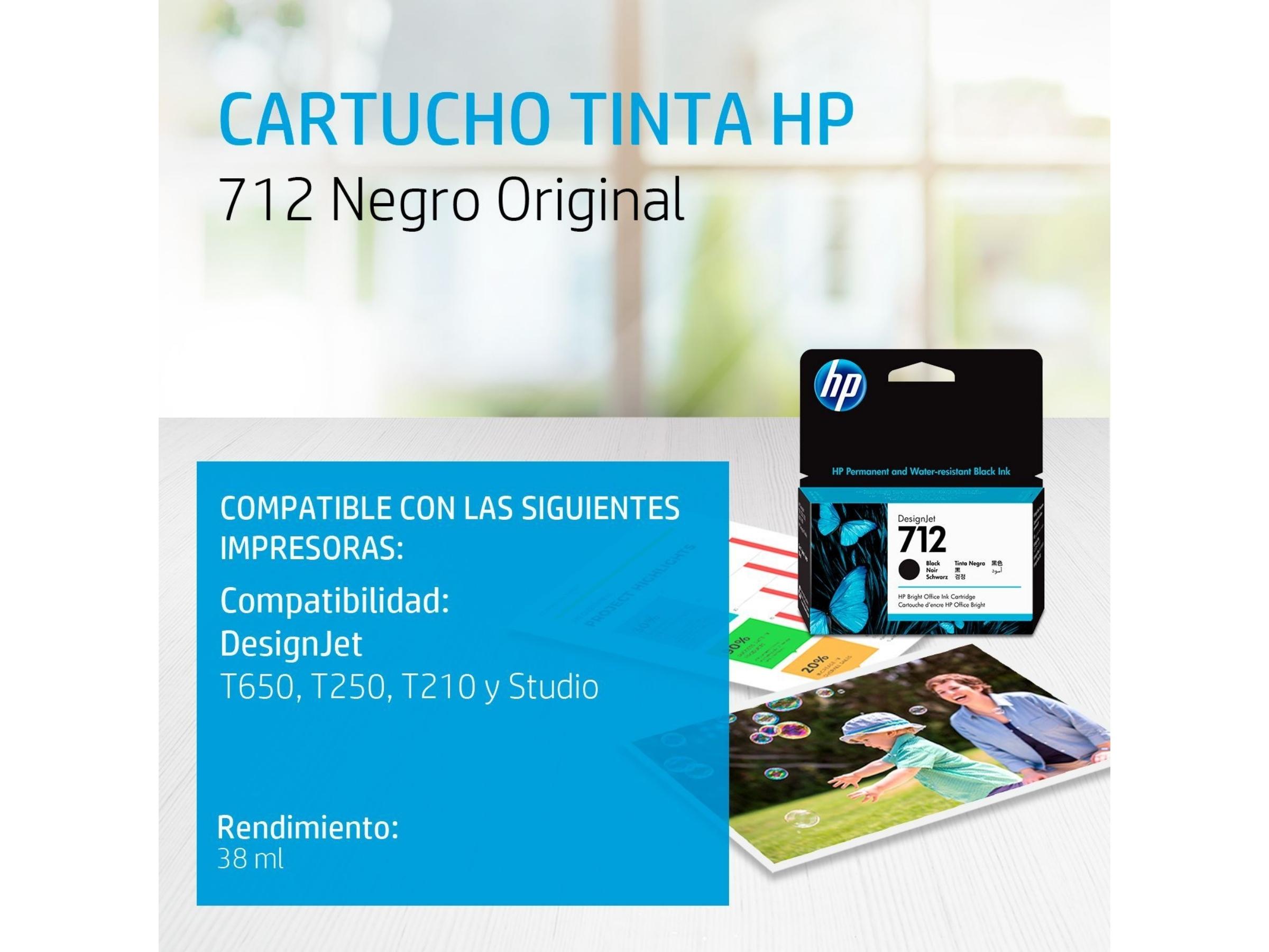 CARTUCHO DE TINTA HP 712A BLACK 38ML (3ED70A) T210/T230/T250/T630/T650